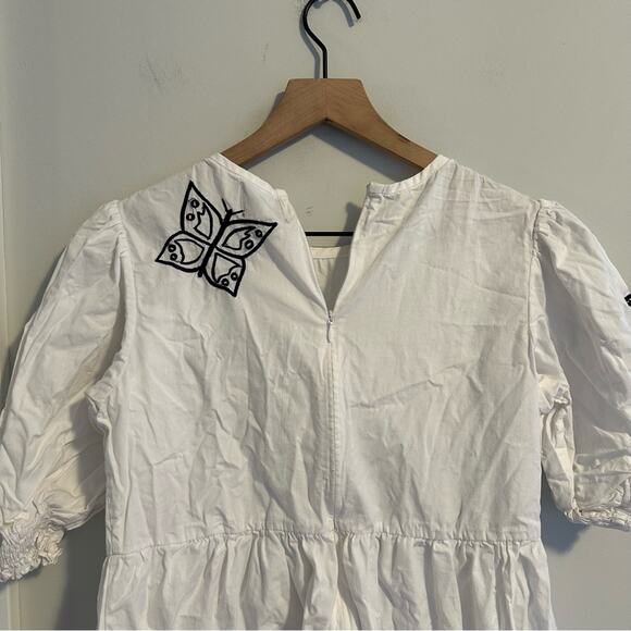 Lottie Hall White Black Fun Embroidered Mini Dress XS/S - Picture 4 of 13
